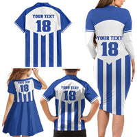 Custom Honduras Football Family Matching Long Sleeve Bodycon Dress and Hawaiian Shirt Los Catrachos Sporty Style - Wonder Print Shop