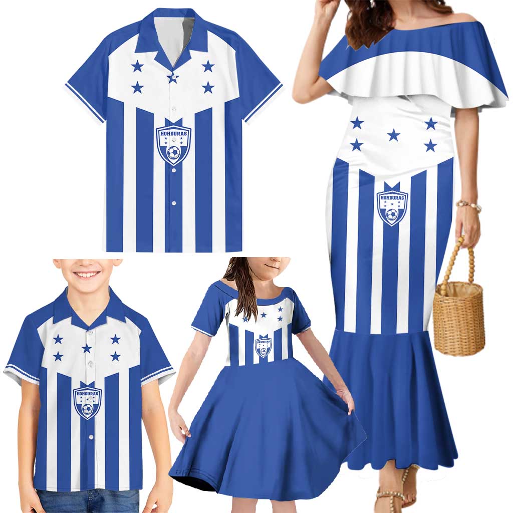 Custom Honduras Football Family Matching Mermaid Dress and Hawaiian Shirt Los Catrachos Sporty Style - Wonder Print Shop