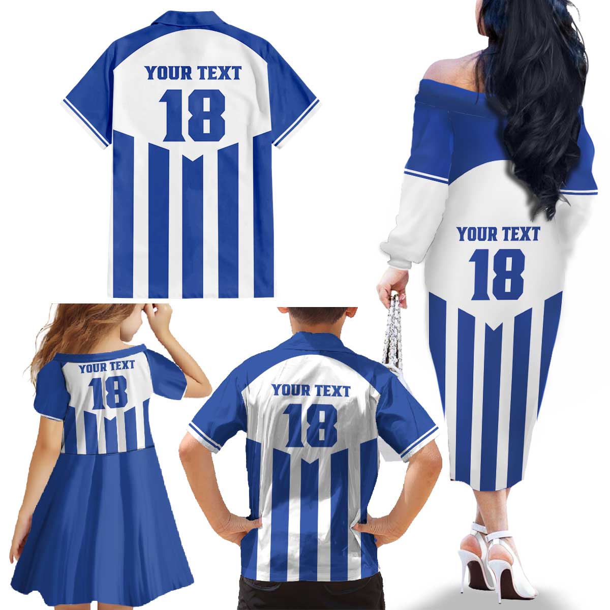 Custom Honduras Football Family Matching Off The Shoulder Long Sleeve Dress and Hawaiian Shirt Los Catrachos Sporty Style - Wonder Print Shop