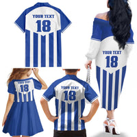 Custom Honduras Football Family Matching Off The Shoulder Long Sleeve Dress and Hawaiian Shirt Los Catrachos Sporty Style - Wonder Print Shop