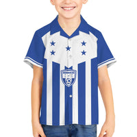 Custom Honduras Football Family Matching Off The Shoulder Long Sleeve Dress and Hawaiian Shirt Los Catrachos Sporty Style - Wonder Print Shop