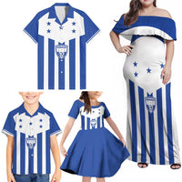 Custom Honduras Football Family Matching Off Shoulder Maxi Dress and Hawaiian Shirt Los Catrachos Sporty Style - Wonder Print Shop