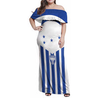 Custom Honduras Football Family Matching Off Shoulder Maxi Dress and Hawaiian Shirt Los Catrachos Sporty Style - Wonder Print Shop