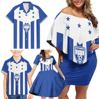 Custom Honduras Football Family Matching Off Shoulder Short Dress and Hawaiian Shirt Los Catrachos Sporty Style - Wonder Print Shop