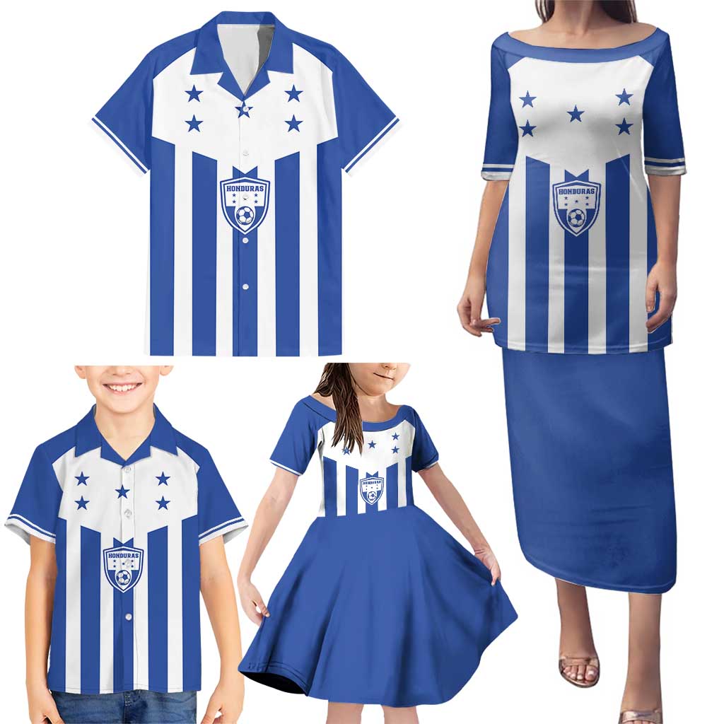 Custom Honduras Football Family Matching Puletasi and Hawaiian Shirt Los Catrachos Sporty Style - Wonder Print Shop
