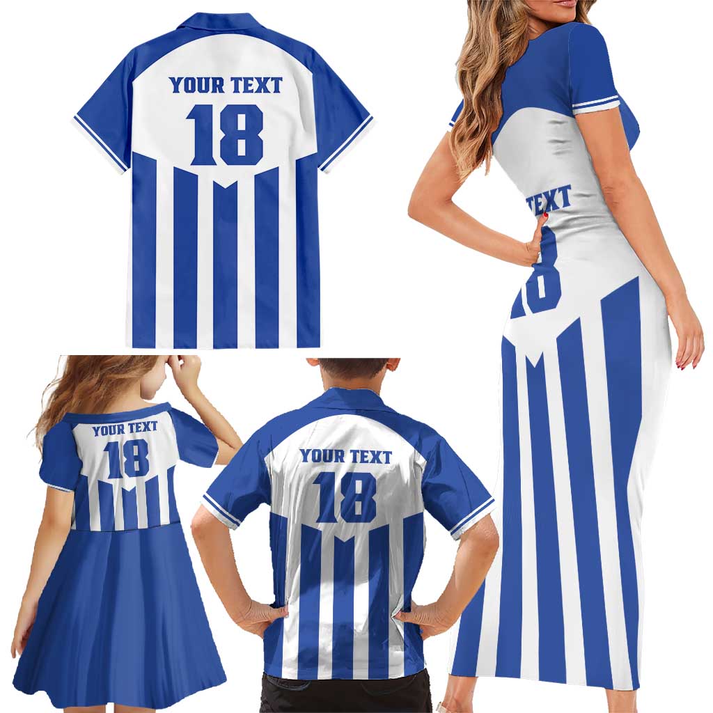 Custom Honduras Football Family Matching Short Sleeve Bodycon Dress and Hawaiian Shirt Los Catrachos Sporty Style - Wonder Print Shop