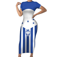 Custom Honduras Football Family Matching Short Sleeve Bodycon Dress and Hawaiian Shirt Los Catrachos Sporty Style - Wonder Print Shop
