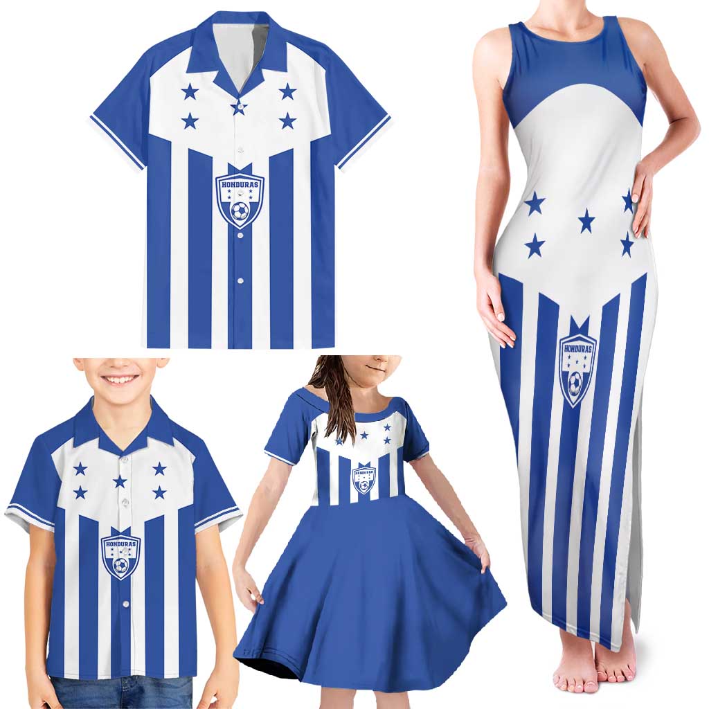 Custom Honduras Football Family Matching Tank Maxi Dress and Hawaiian Shirt Los Catrachos Sporty Style - Wonder Print Shop