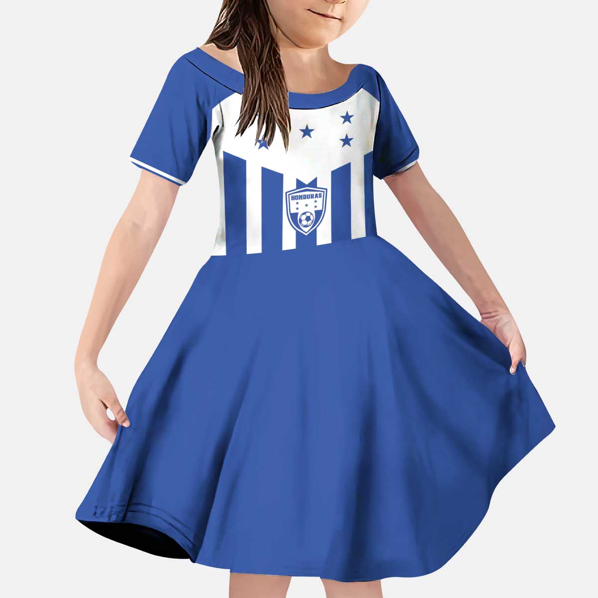 Custom Honduras Football Kid Short Sleeve Dress Los Catrachos Sporty Style - Wonder Print Shop