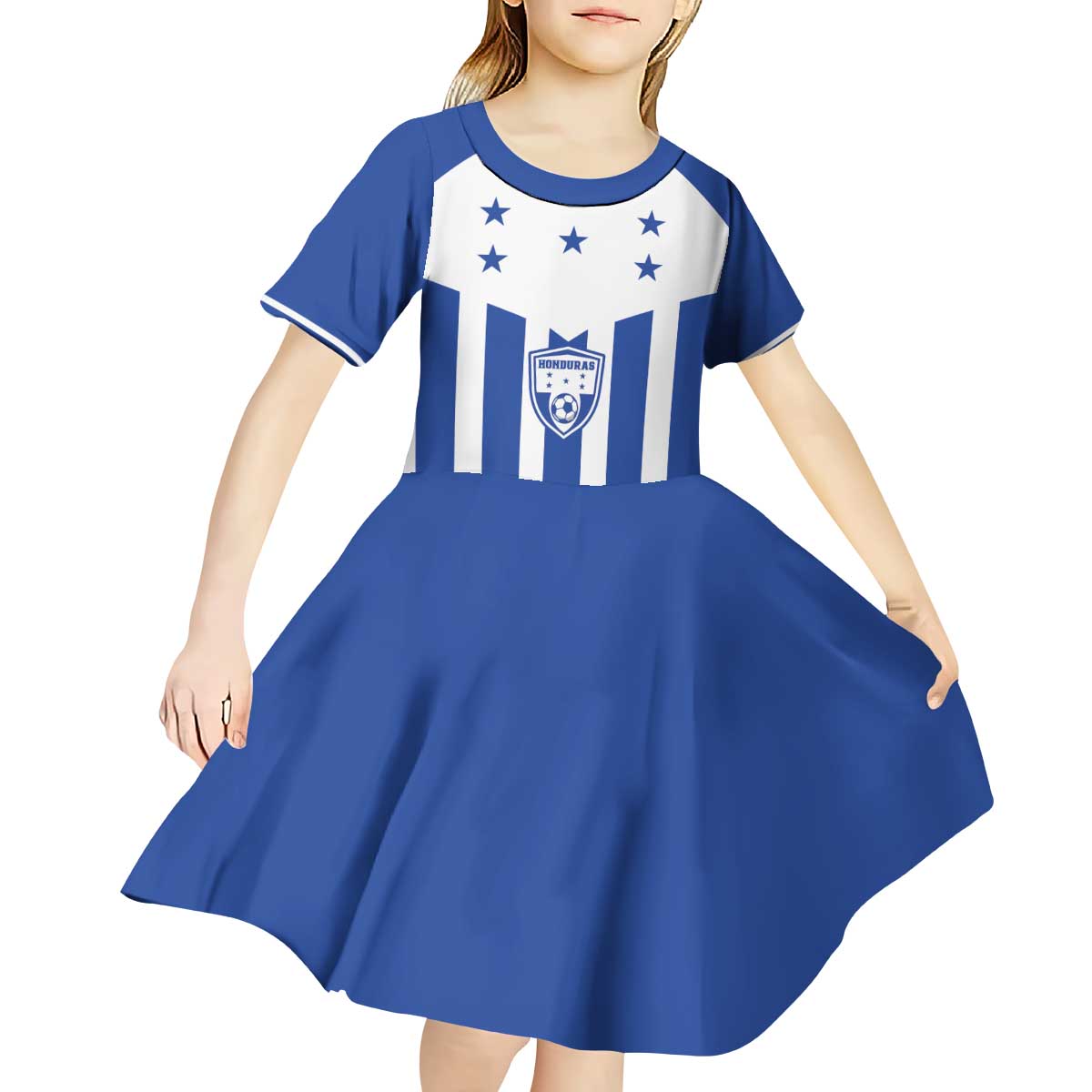 Custom Honduras Football Kid Short Sleeve Dress Los Catrachos Sporty Style - Wonder Print Shop