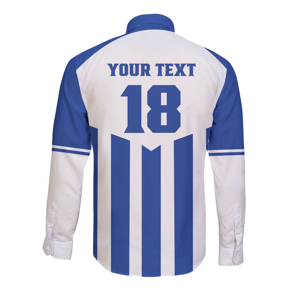 Custom Honduras Football Long Sleeve Button Shirt Los Catrachos Sporty Style - Wonder Print Shop