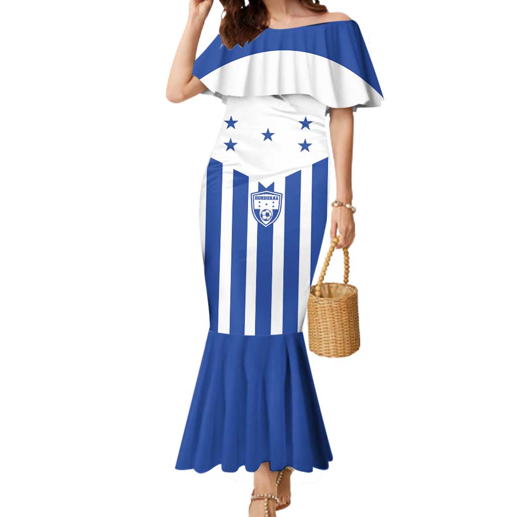 Custom Honduras Football Mermaid Dress Los Catrachos Sporty Style - Wonder Print Shop