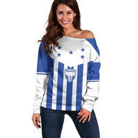 Custom Honduras Football Off Shoulder Sweater Los Catrachos Sporty Style - Wonder Print Shop