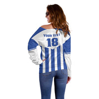 Custom Honduras Football Off Shoulder Sweater Los Catrachos Sporty Style - Wonder Print Shop