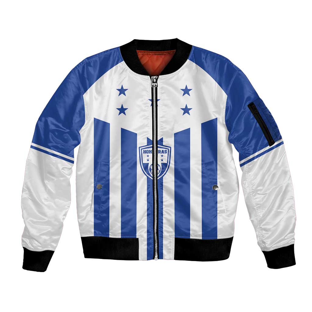 Custom Honduras Football Sleeve Zip Bomber Jacket Los Catrachos Sporty Style - Wonder Print Shop