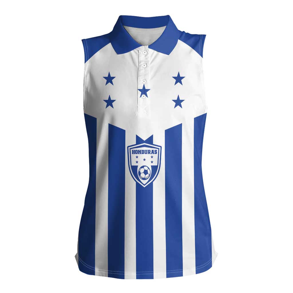 Custom Honduras Football Women Sleeveless Polo Shirt Los Catrachos Sporty Style - Wonder Print Shop
