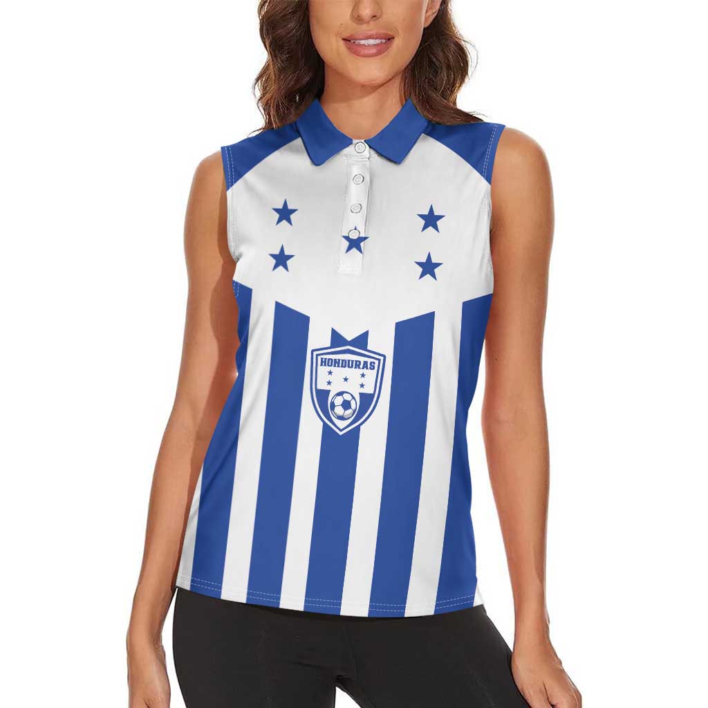 Custom Honduras Football Women Sleeveless Polo Shirt Los Catrachos Sporty Style - Wonder Print Shop