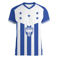 Custom Honduras Football Women V-Neck T-Shirt Los Catrachos Sporty Style - Wonder Print Shop