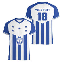 Custom Honduras Football Women V-Neck T-Shirt Los Catrachos Sporty Style - Wonder Print Shop