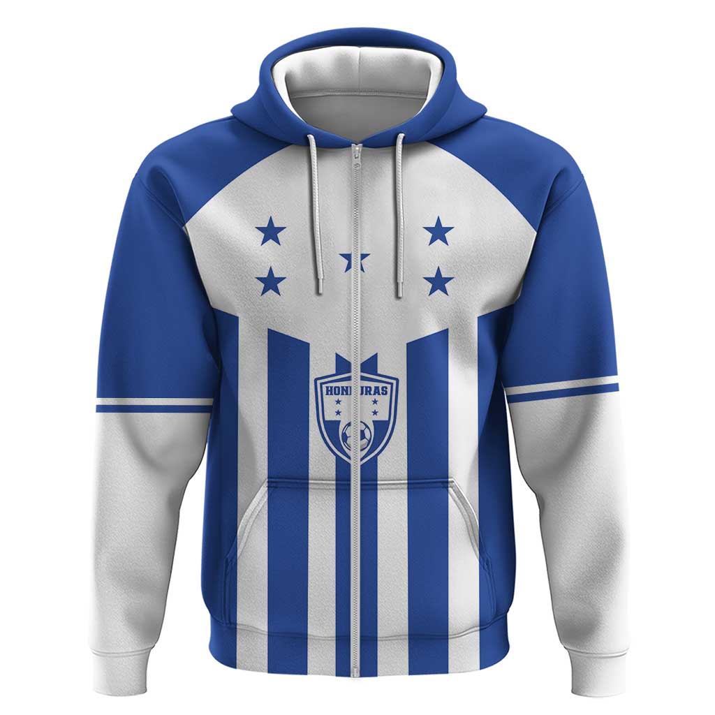 Custom Honduras Football Zip Hoodie Los Catrachos Sporty Style - Wonder Print Shop