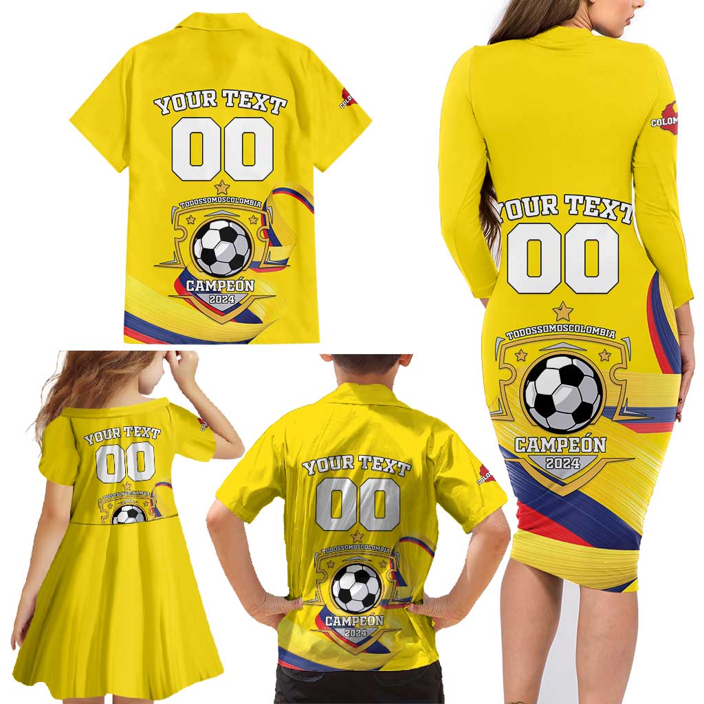Custom Colombia Football Family Matching Long Sleeve Bodycon Dress and Hawaiian Shirt Go Champions Unique Style - Wonder Print Shop