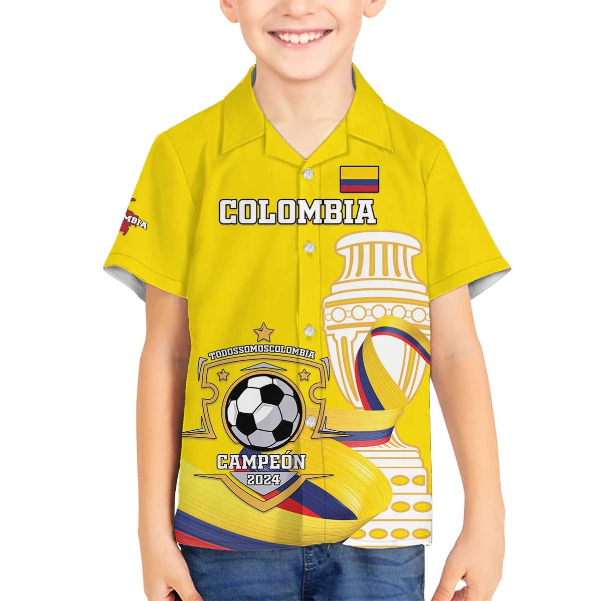 Custom Colombia Football Family Matching Off The Shoulder Long Sleeve Dress and Hawaiian Shirt Go Champions Unique Style - Wonder Print Shop