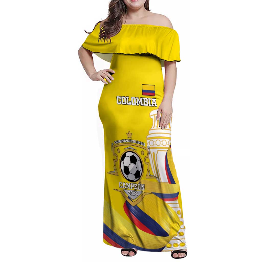Custom Colombia Football Family Matching Off Shoulder Maxi Dress and Hawaiian Shirt Go Champions Unique Style - Wonder Print Shop