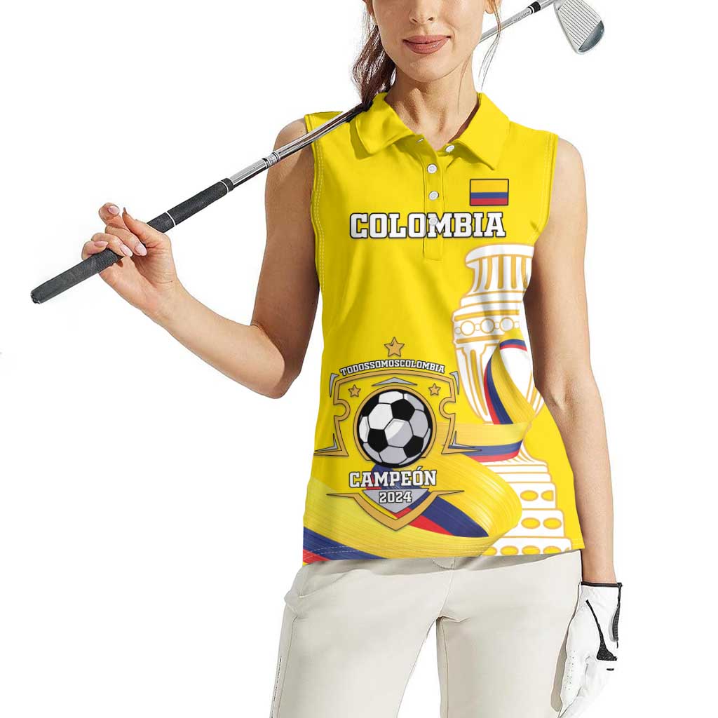 Custom Colombia Football Women Sleeveless Polo Shirt Go Champions Unique Style - Wonder Print Shop