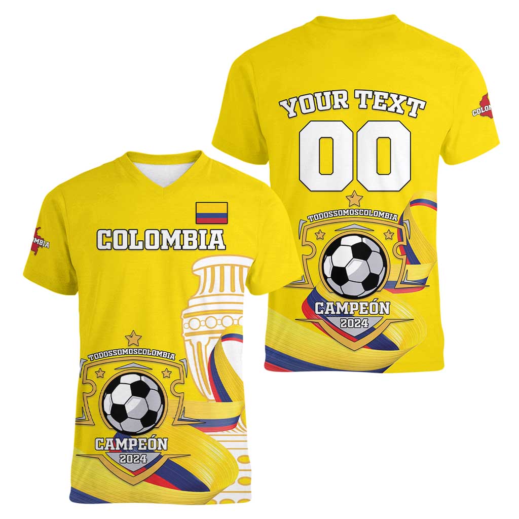 Custom Colombia Football Women V-Neck T-Shirt Go Champions Unique Style - Wonder Print Shop