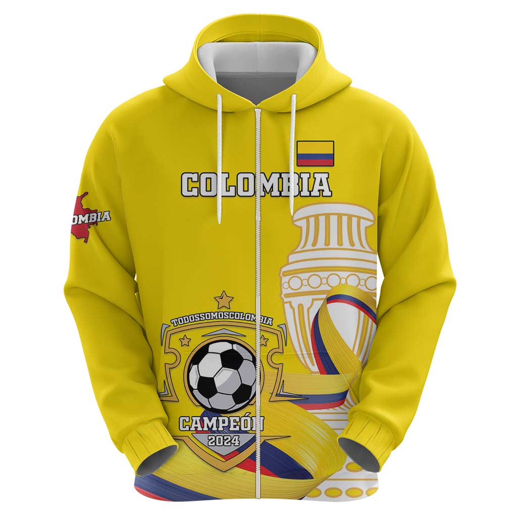 Custom Colombia Football Zip Hoodie Go Champions Unique Style - Wonder Print Shop