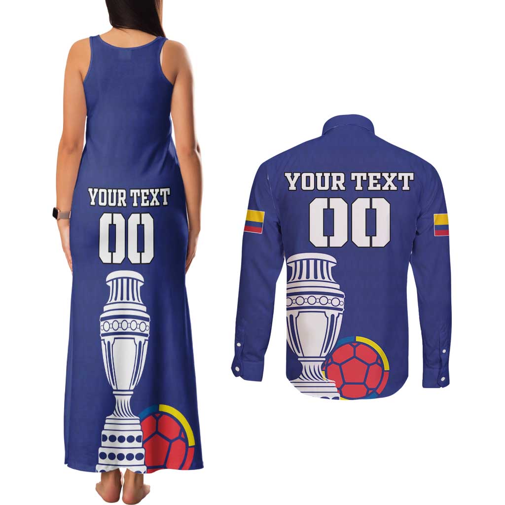 Custom Colombia Football Couples Matching Tank Maxi Dress and Long Sleeve Button Shirt 2024 Copa America - Wonder Print Shop