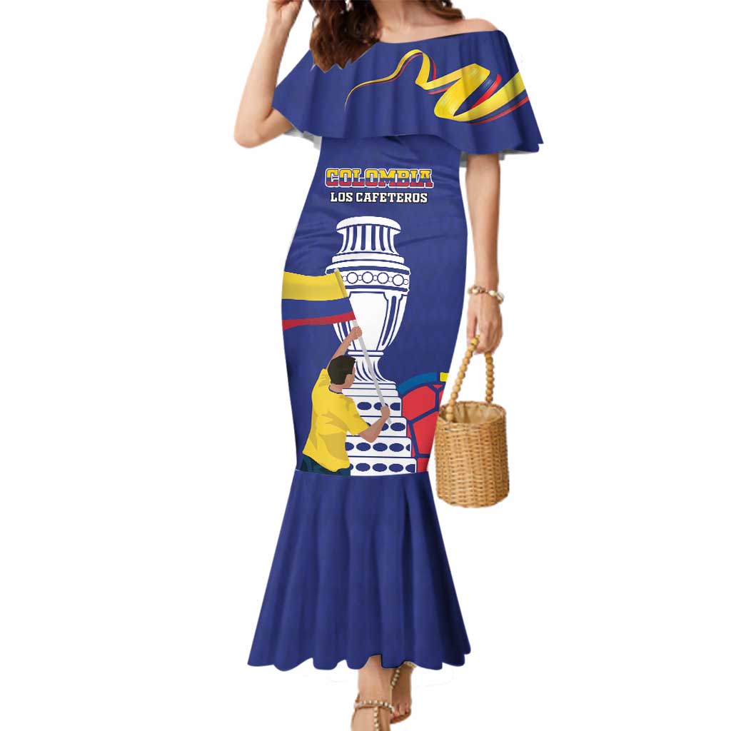 Custom Colombia Football Family Matching Mermaid Dress and Hawaiian Shirt 2024 Copa America - Wonder Print Shop