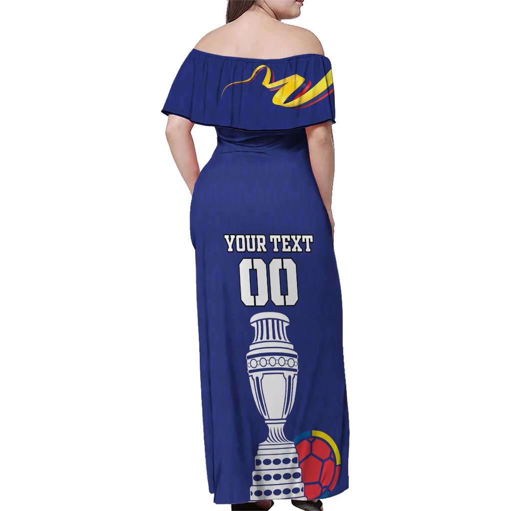 Custom Colombia Football Family Matching Off Shoulder Maxi Dress and Hawaiian Shirt 2024 Copa America - Wonder Print Shop