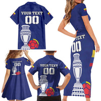 Custom Colombia Football Family Matching Short Sleeve Bodycon Dress and Hawaiian Shirt 2024 Copa America - Wonder Print Shop