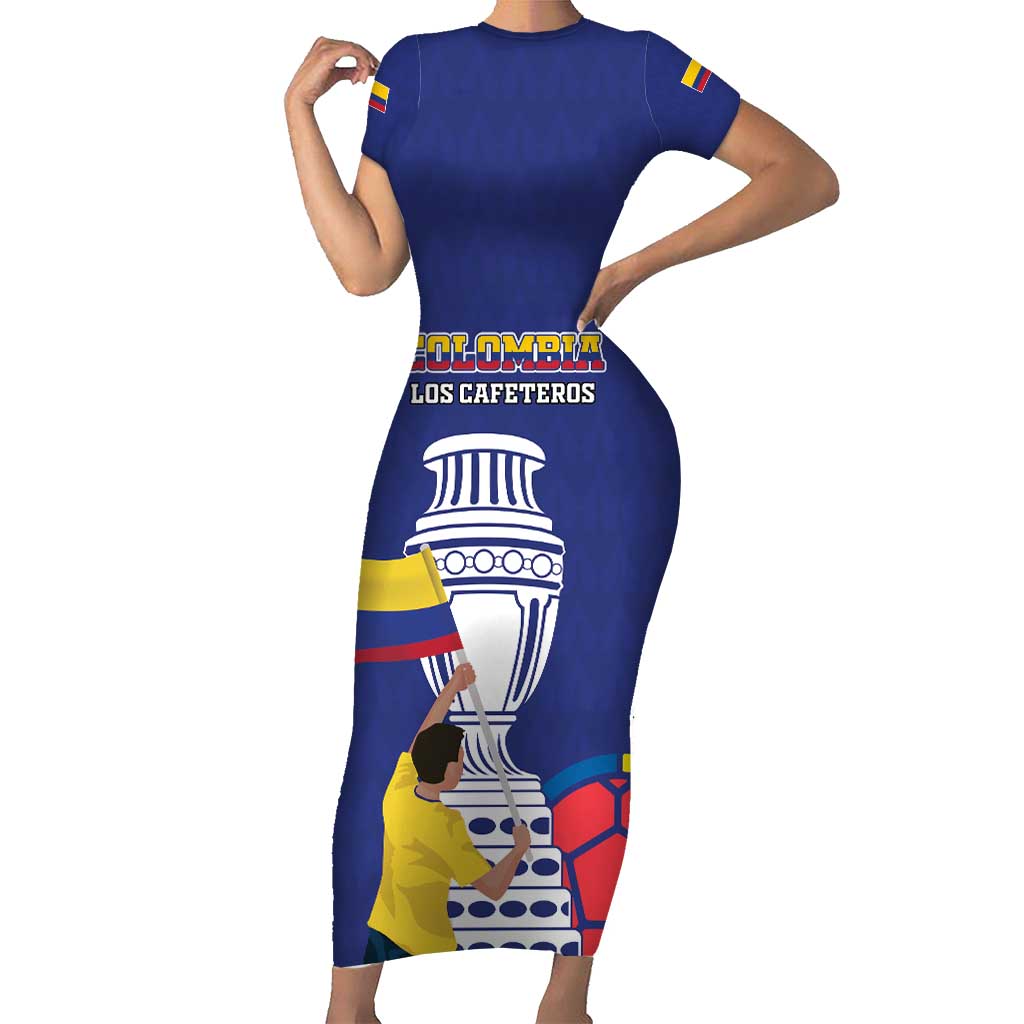 Custom Colombia Football Family Matching Short Sleeve Bodycon Dress and Hawaiian Shirt 2024 Copa America - Wonder Print Shop