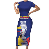 Custom Colombia Football Family Matching Short Sleeve Bodycon Dress and Hawaiian Shirt 2024 Copa America - Wonder Print Shop