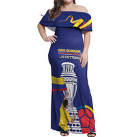 Custom Colombia Football Off Shoulder Maxi Dress 2024 Copa America - Wonder Print Shop