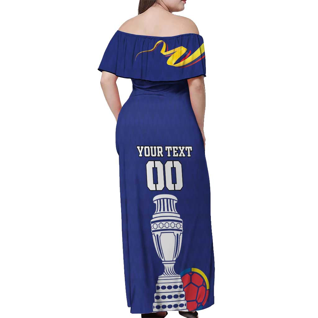 Custom Colombia Football Off Shoulder Maxi Dress 2024 Copa America - Wonder Print Shop
