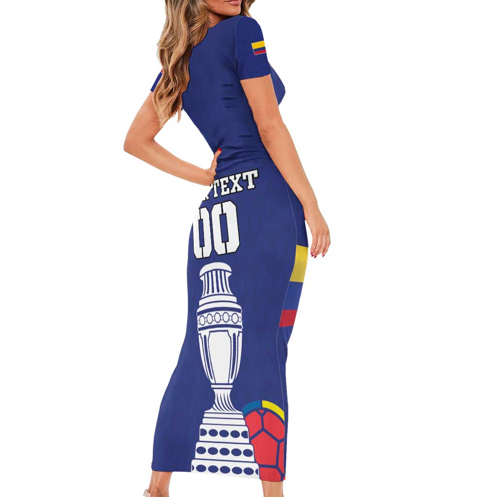 Custom Colombia Football Short Sleeve Bodycon Dress 2024 Copa America - Wonder Print Shop