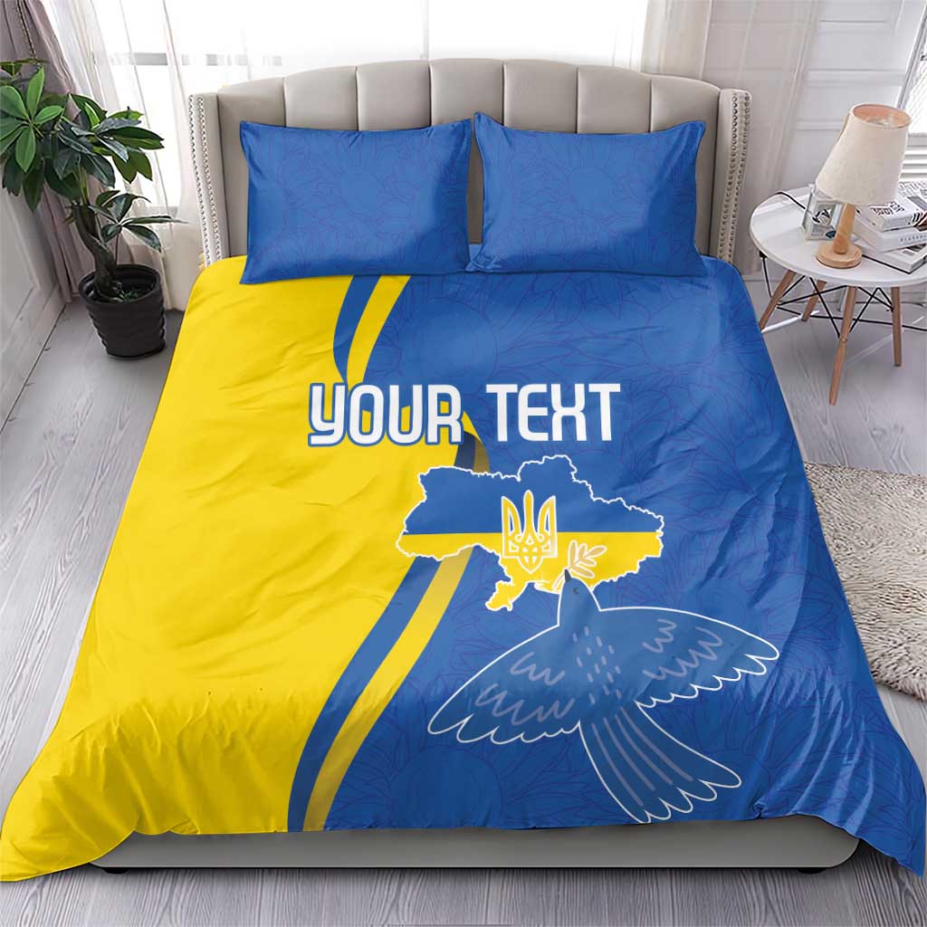 Personalized Ukraine Independence Day Bedding Set Peace Dove Sunflower - Wonder Print Shop