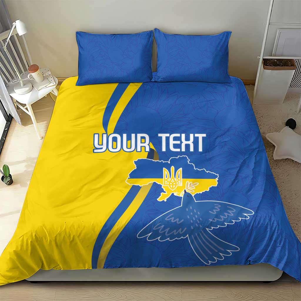 Personalized Ukraine Independence Day Bedding Set Peace Dove Sunflower - Wonder Print Shop