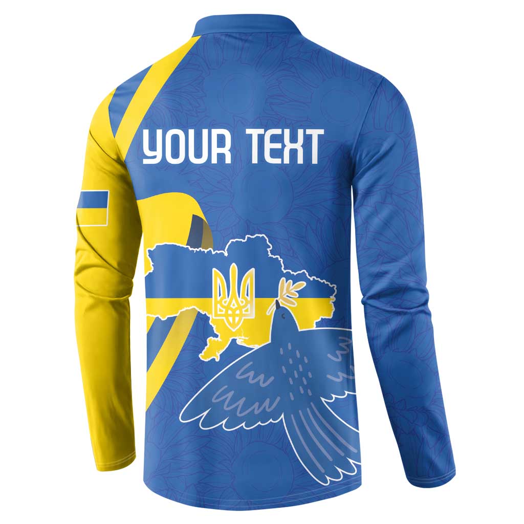Personalized Ukraine Independence Day Button Sweatshirt Peace Dove Sunflower - Wonder Print Shop