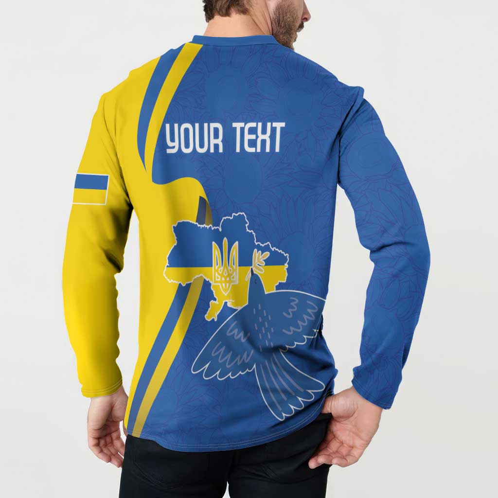 Personalized Ukraine Independence Day Button Sweatshirt Peace Dove Sunflower - Wonder Print Shop
