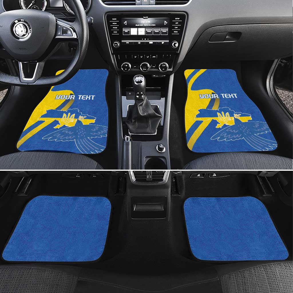 Personalized Ukraine Independence Day Car Mats Peace Dove Sunflower - Wonder Print Shop