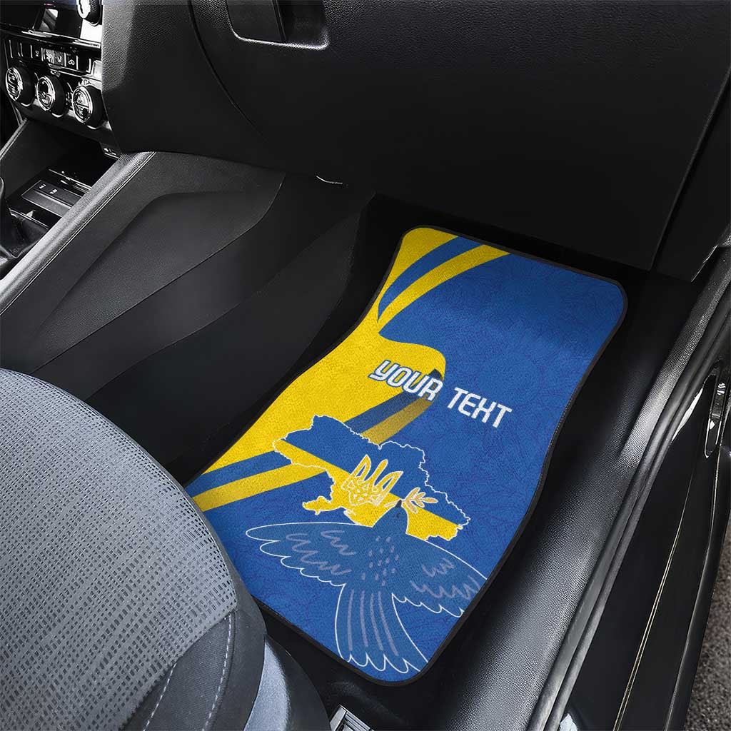 Personalized Ukraine Independence Day Car Mats Peace Dove Sunflower - Wonder Print Shop