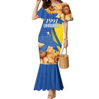 Personalized Ukraine Independence Day Family Matching Mermaid Dress and Hawaiian Shirt Peace Dove Sunflower - Wonder Print Shop