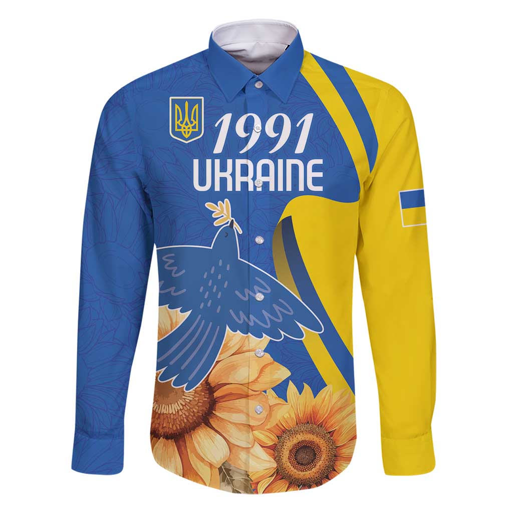 Personalized Ukraine Independence Day Family Matching Off Shoulder Maxi Dress and Hawaiian Shirt Peace Dove Sunflower - Wonder Print Shop