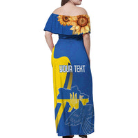 Personalized Ukraine Independence Day Family Matching Off Shoulder Maxi Dress and Hawaiian Shirt Peace Dove Sunflower - Wonder Print Shop