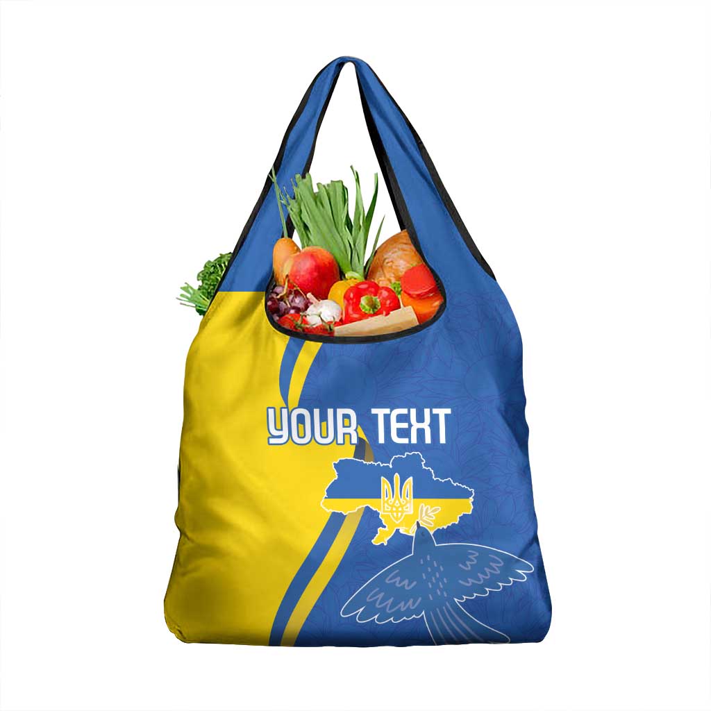 Personalized Ukraine Independence Day Grocery Bag Peace Dove Sunflower