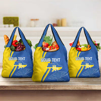 Personalized Ukraine Independence Day Grocery Bag Peace Dove Sunflower